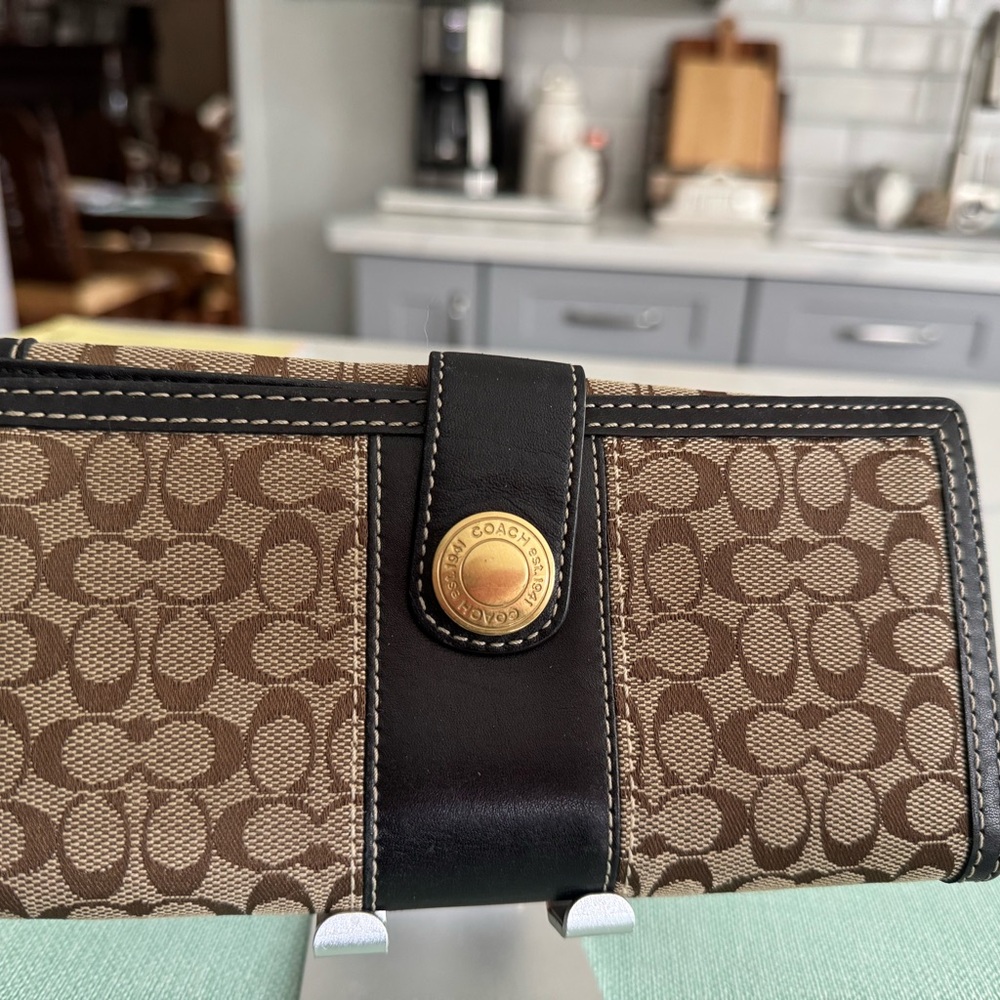 Coach Signature Brown and Black Wallet